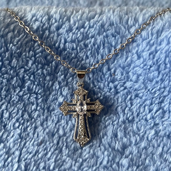 Inlay Cross Pendant Necklace - Picture 1 of 5